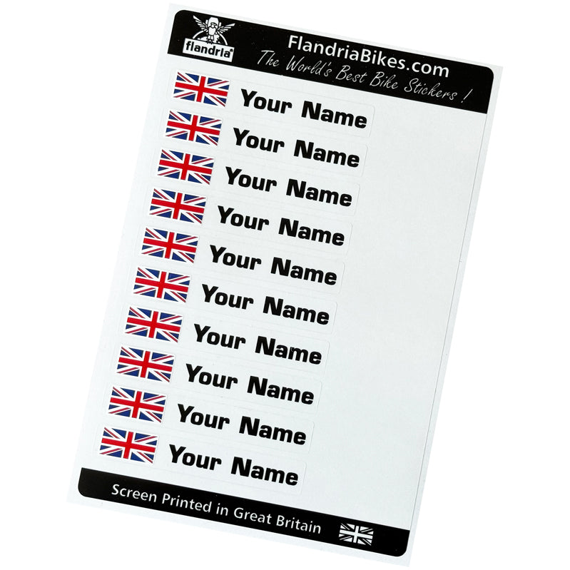 Name Stickers on Clear with Flag: Sheet of 10