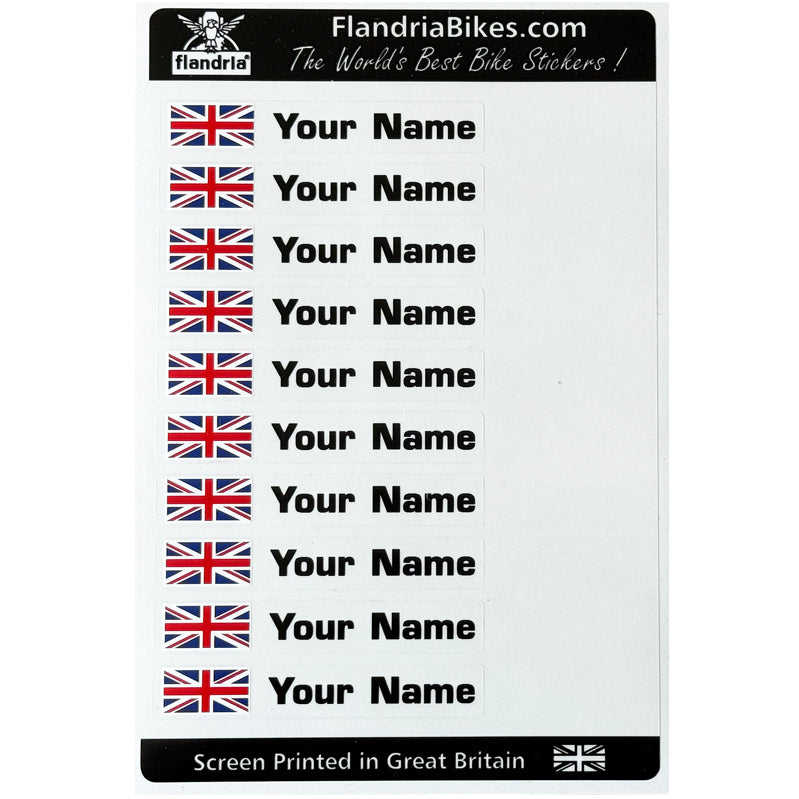 Name Stickers on Clear with Flag: Sheet of 10
