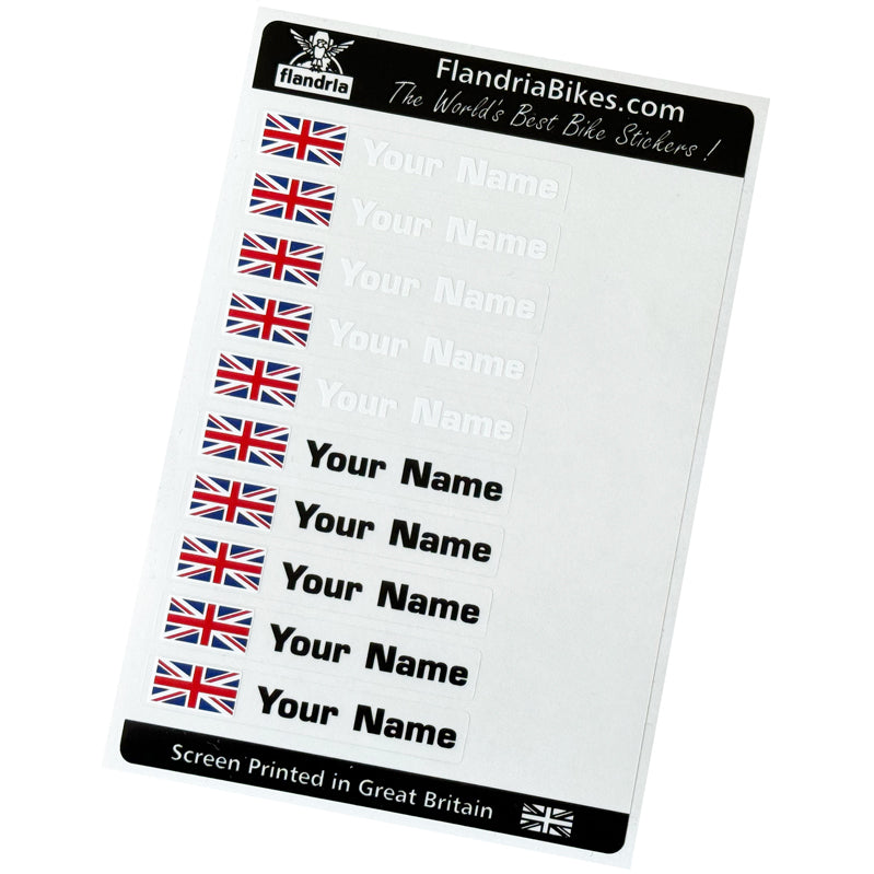 Name Stickers on Clear with Flag: Sheet of 10