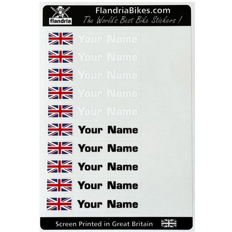 Name Stickers on Clear with Flag: Sheet of 10