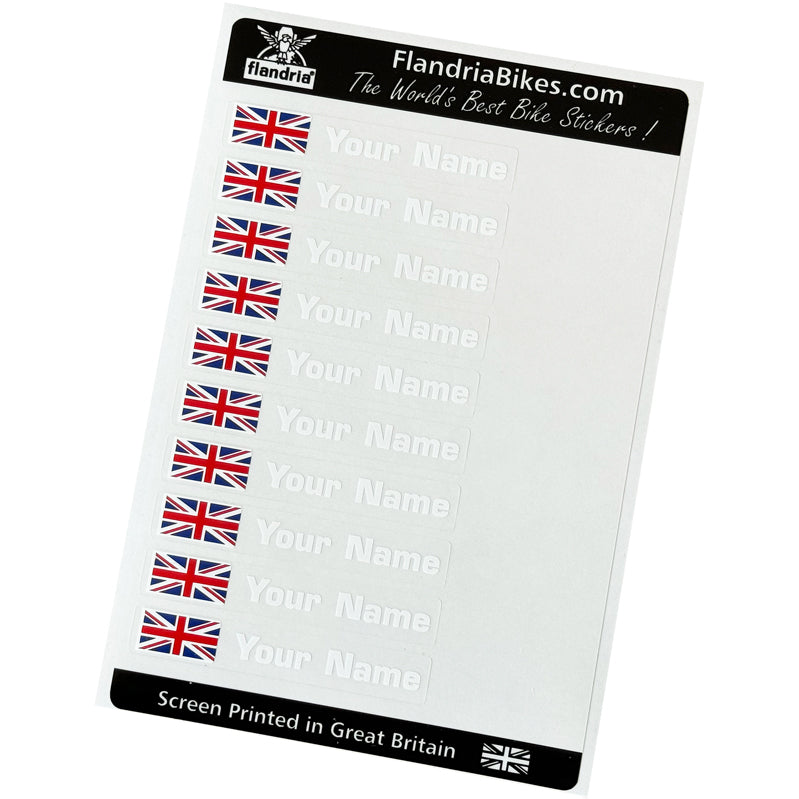 Name Stickers on Clear with Flag: Sheet of 10