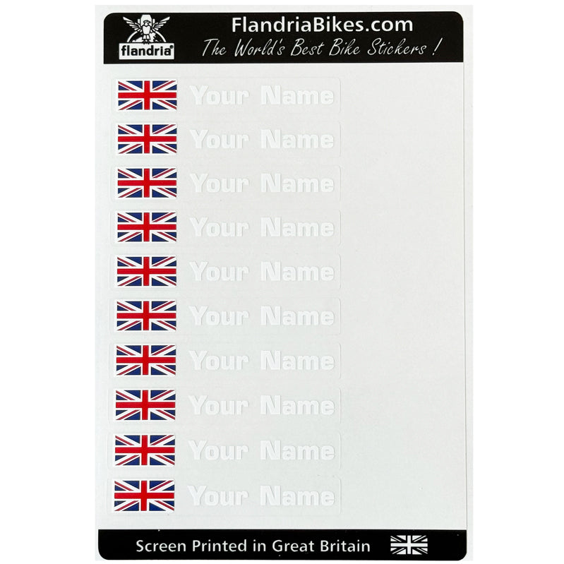Name Stickers on Clear with Flag: Sheet of 10